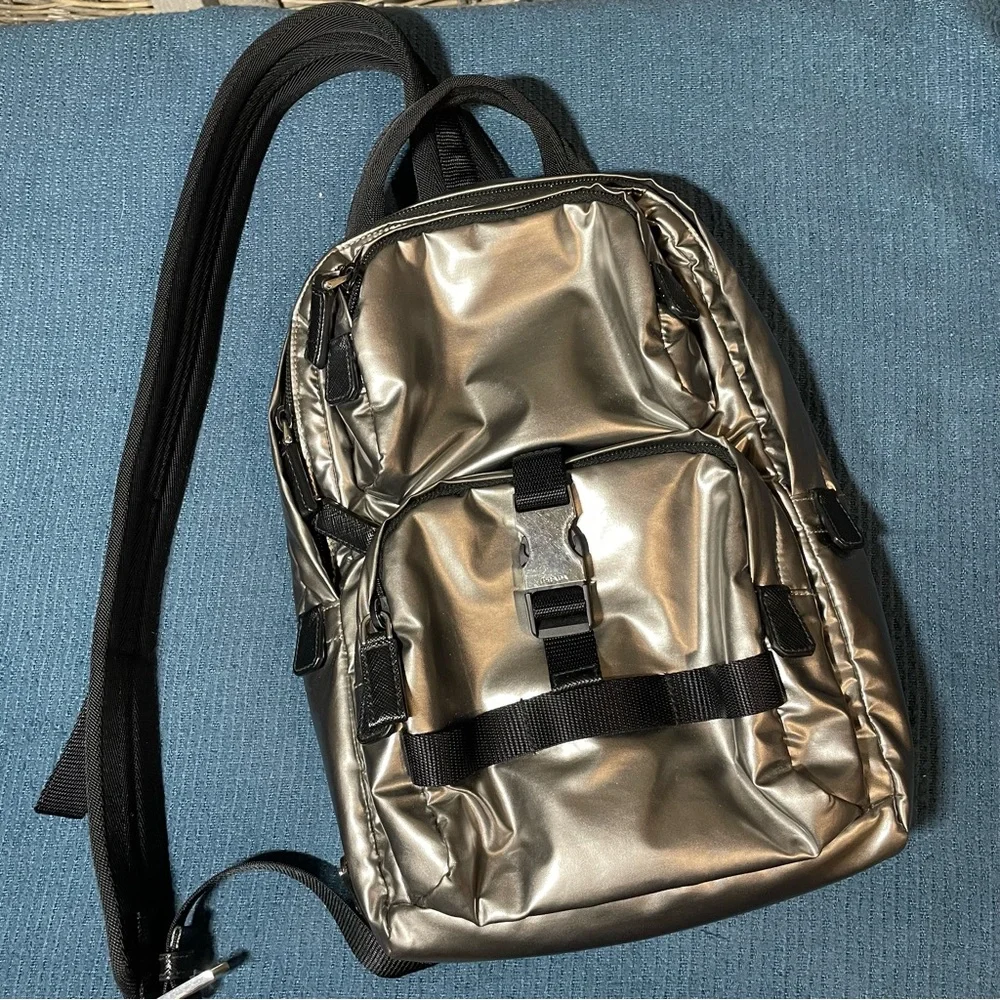 Prada Metallic Silver Backpack - Picture 1 of 11